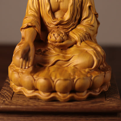 Amitabha Buddha Statue - Cypress Wood, Pure Land Decor – additional view 4