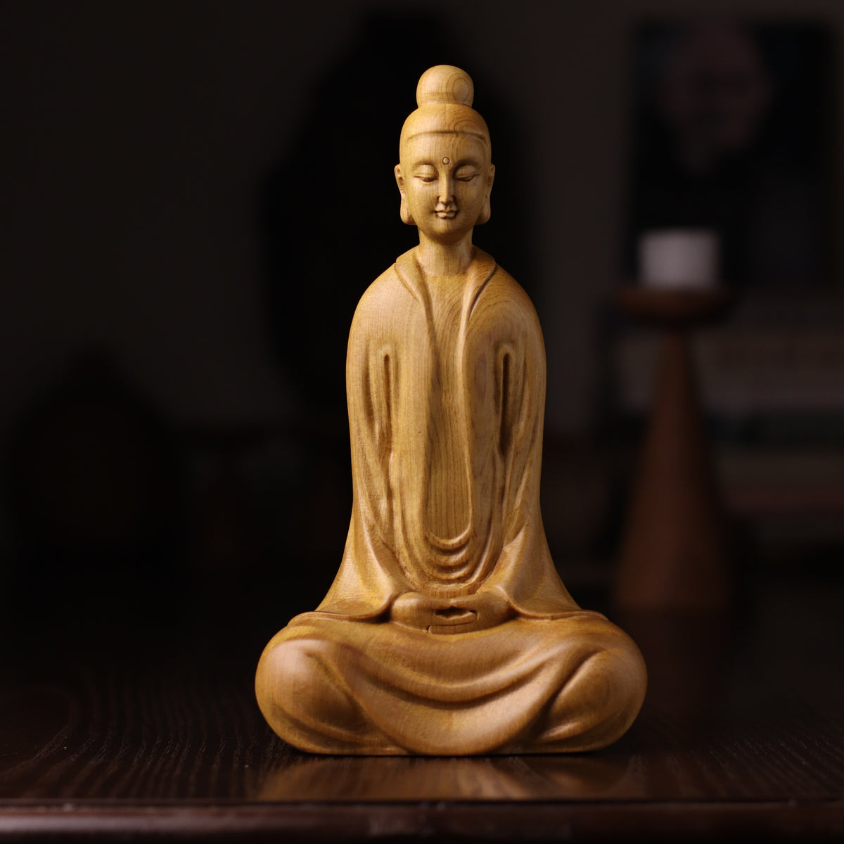 Hand-Carved Zen Master Statue for Meditation Decor