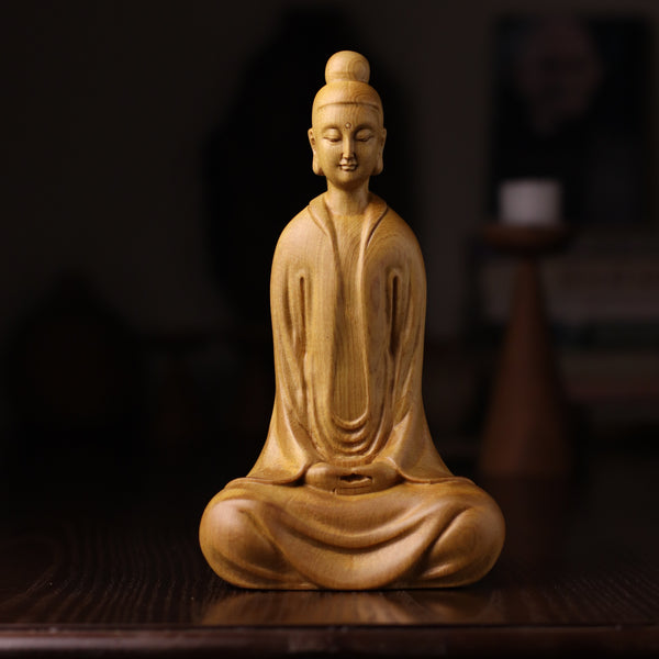 Hand-Carved Zen Master Statue for Meditation Decor