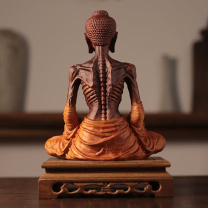 Fasting Buddha Statue - Kiaat Wood, Ascetic Siddhartha – additional view 5