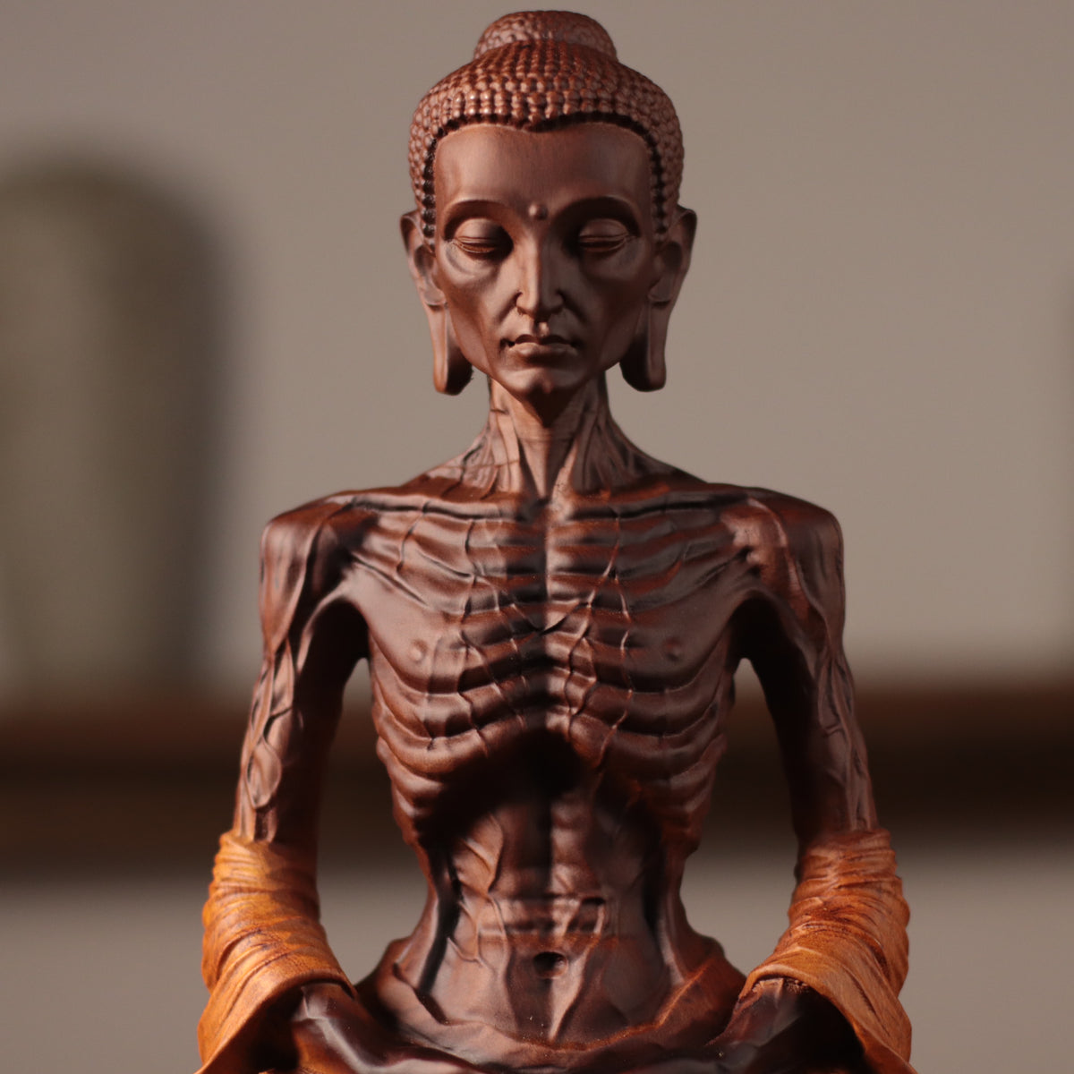 Fasting Buddha Statue - Kiaat Wood, Ascetic Siddhartha – additional view 2