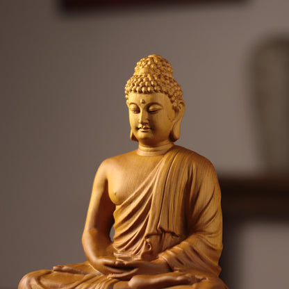 Shakyamuni Buddha Statue - Solid Cypress Wood, Altar Decor – additional view 3