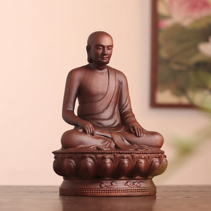 Hand Carved Vietnamese Buddhist King Wooden Statue