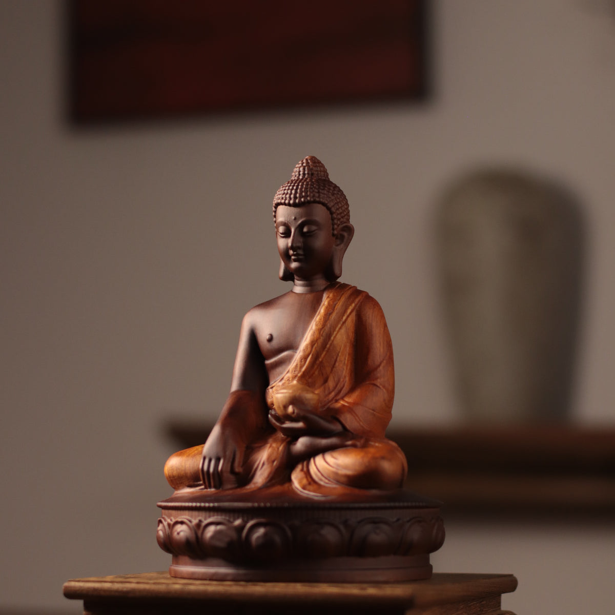 Shakyamuni Buddha Statue - Kiaat Wood, Alms Bowl – additional view 5