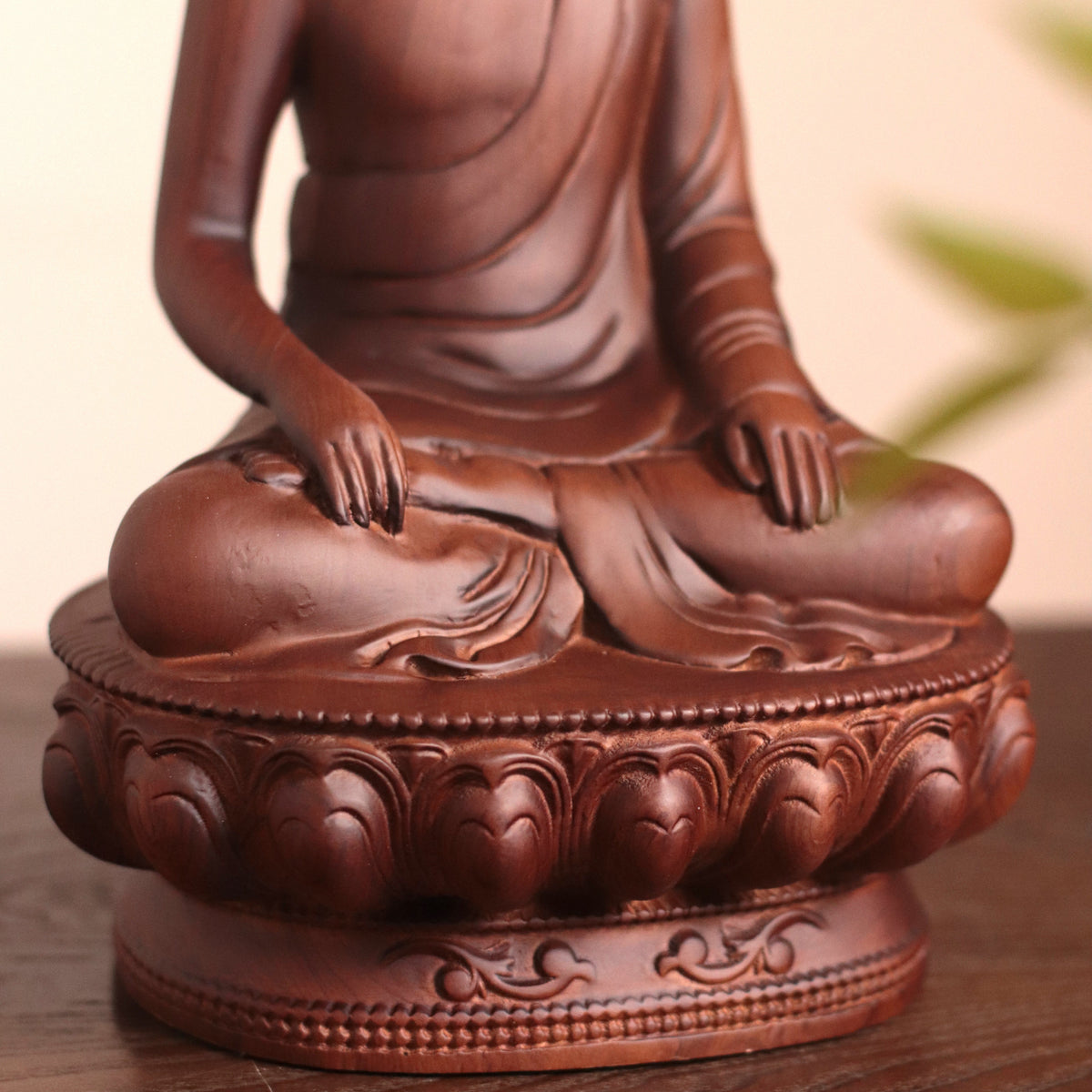 Hand Carved Vietnamese Buddhist King Wooden Statue