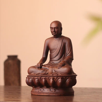 Hand Carved Vietnamese Buddhist King Wooden Statue