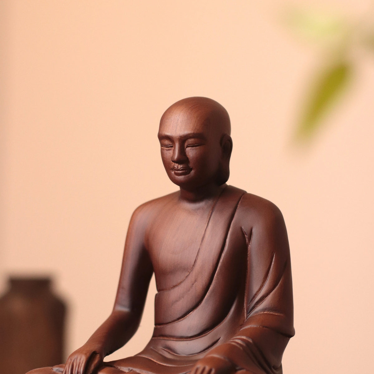 Hand Carved Vietnamese Buddhist King Wooden Statue