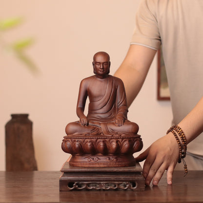 Hand Carved Vietnamese Buddhist King Wooden Statue