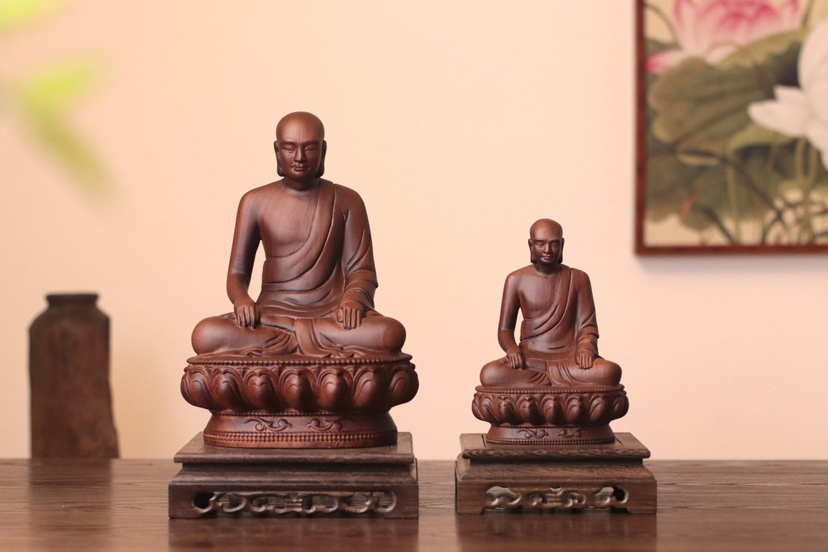 Hand Carved Vietnamese Buddhist King Wooden Statue