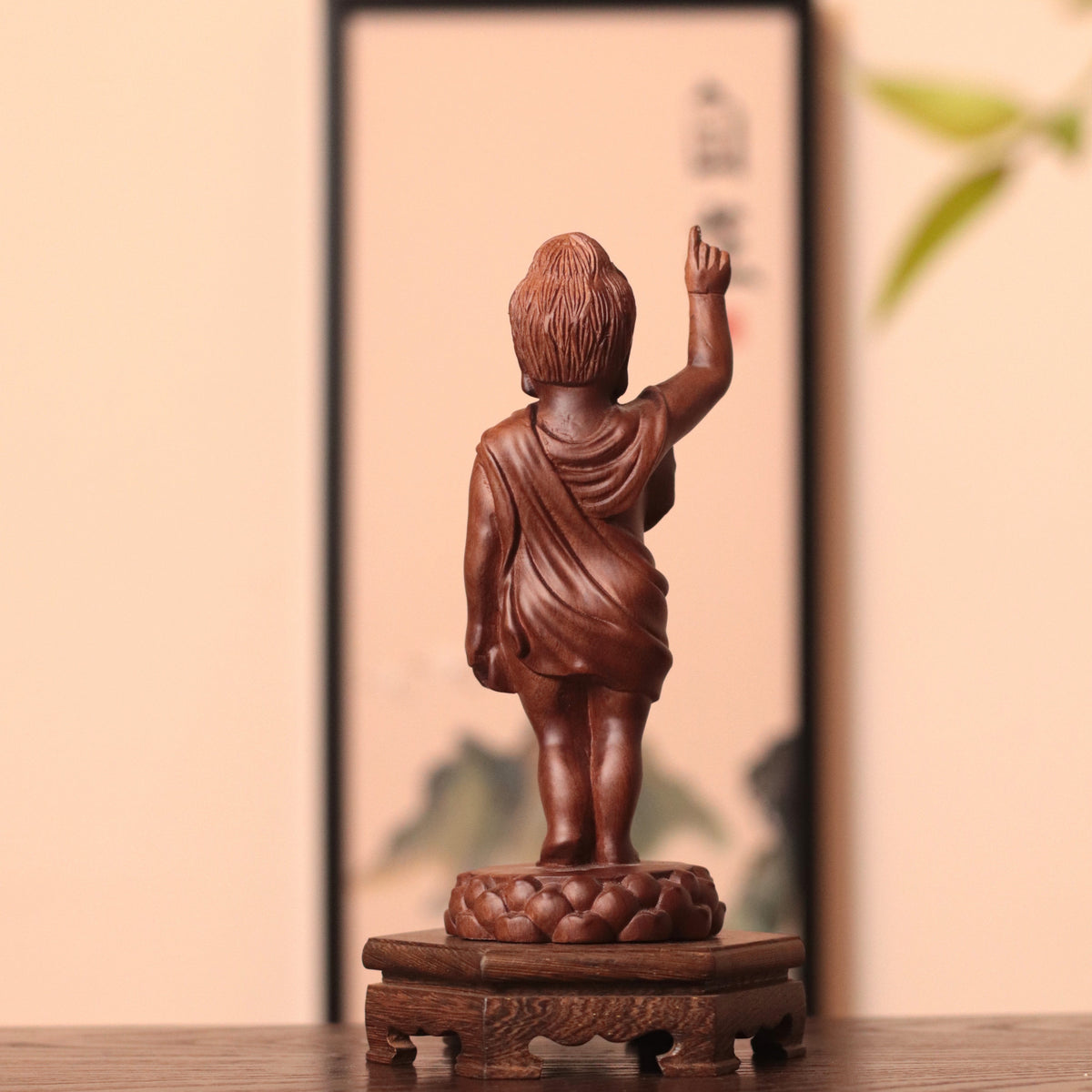 Baby Buddha Statue, Solid African Padauk Siddhartha Gautama