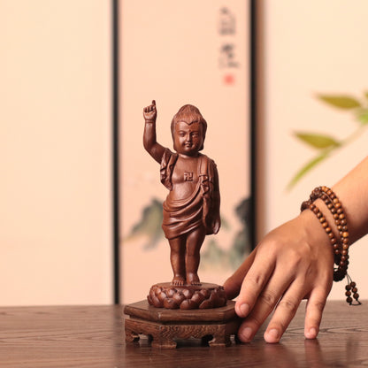 Baby Buddha Statue, Solid African Padauk Siddhartha Gautama