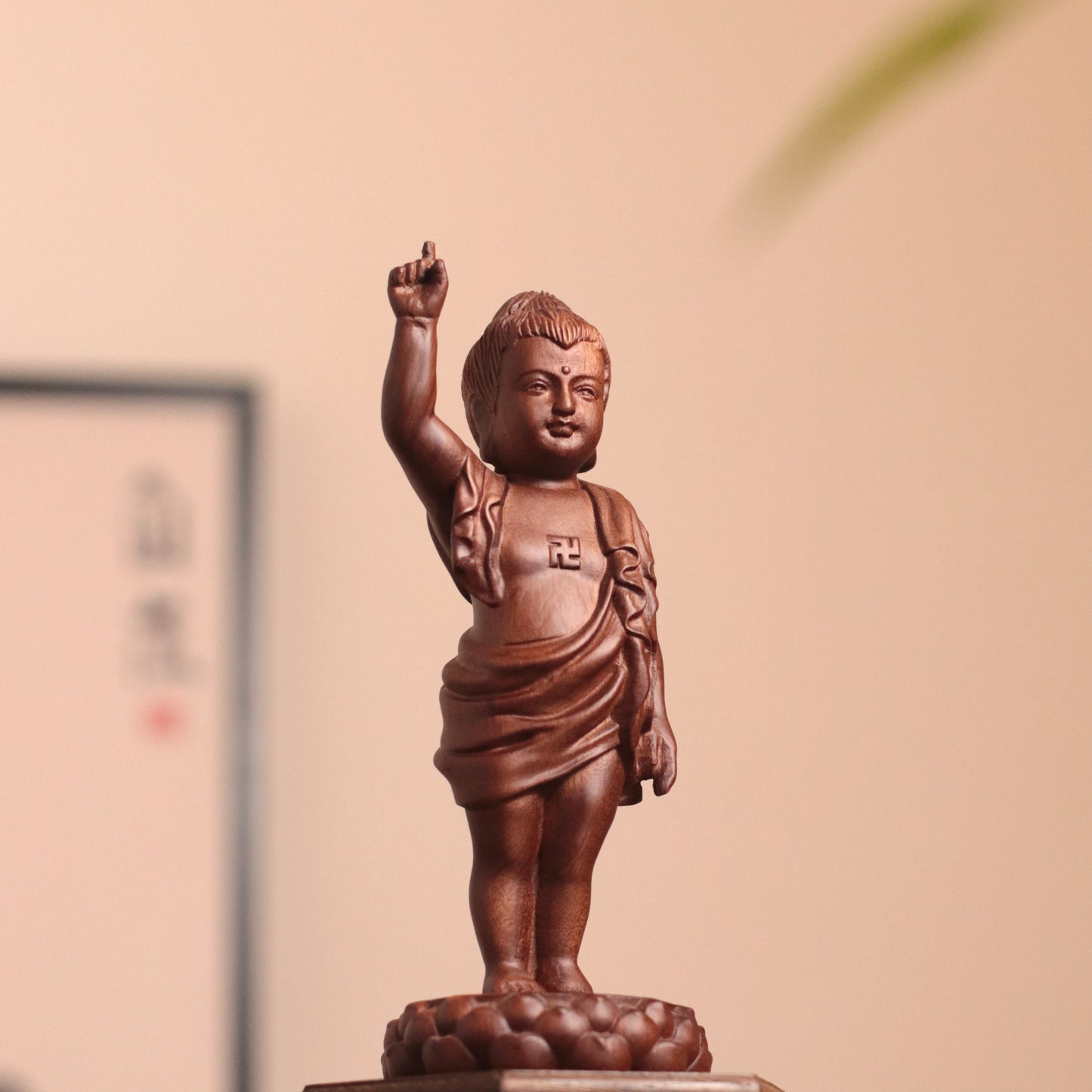 Baby Buddha Statue, Solid African Padauk Siddhartha Gautama