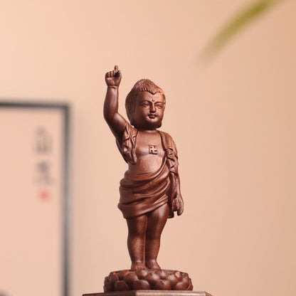 Baby Buddha Statue, Solid African Padauk Siddhartha Gautama