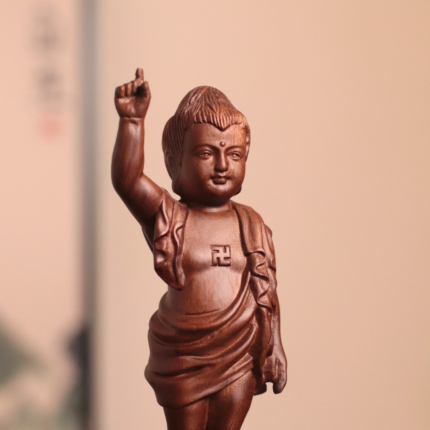 Baby Buddha Statue, Solid African Padauk Siddhartha Gautama