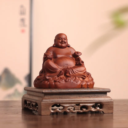 Hand-Carved Laughing Buddha Statue