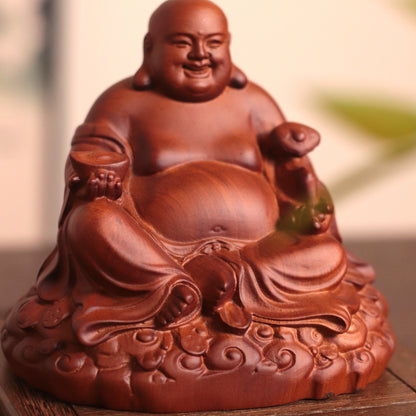 Hand-Carved Laughing Buddha Statue