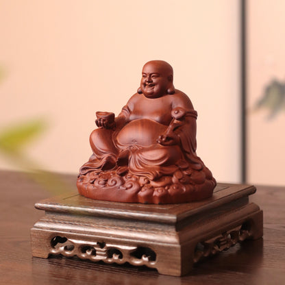 Hand-Carved Laughing Buddha Statue