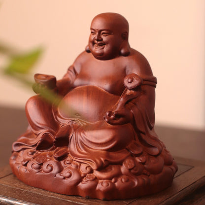 Hand-Carved Laughing Buddha Statue
