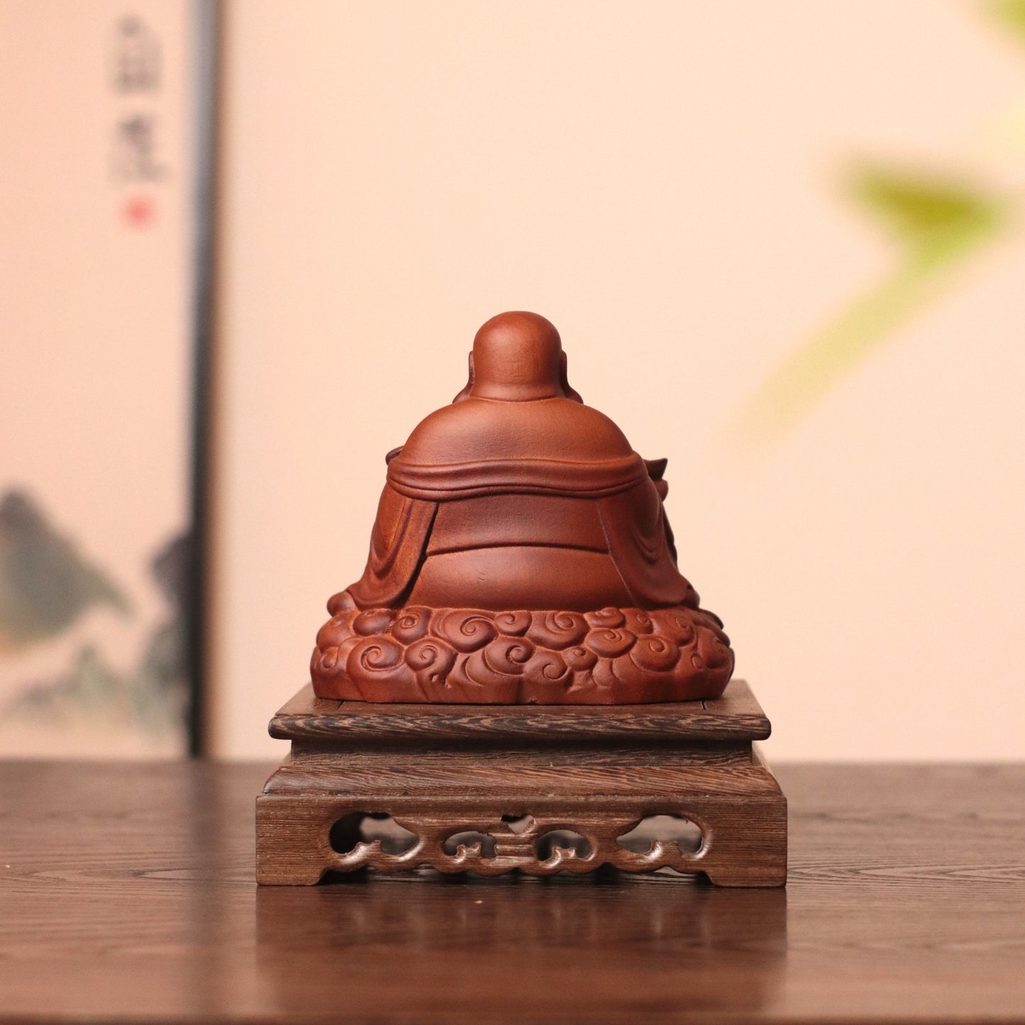 Hand-Carved Laughing Buddha Statue