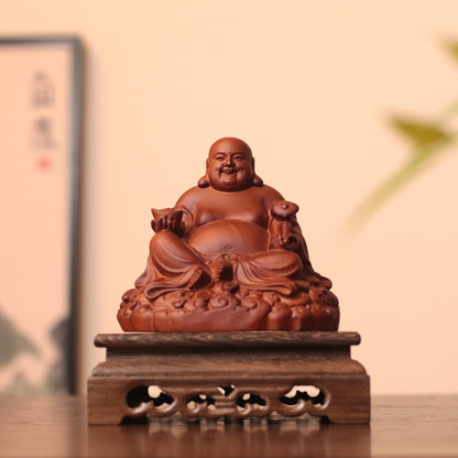 Hand-Carved Laughing Buddha Statue