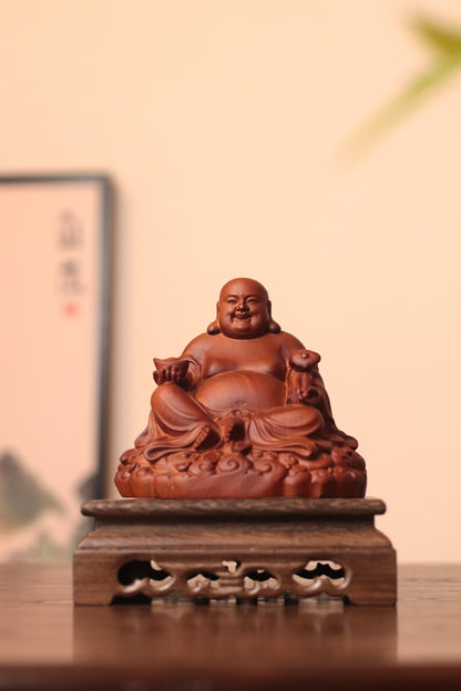 Hand-Carved Laughing Buddha Statue