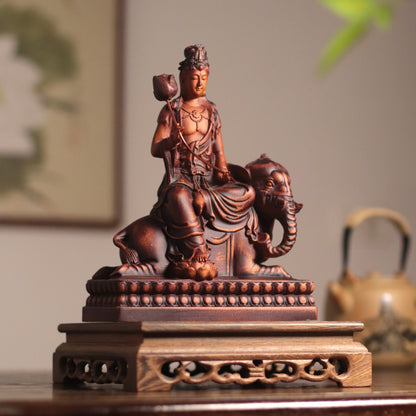 Wooden Samantabhadra Bodhisattva Statue
