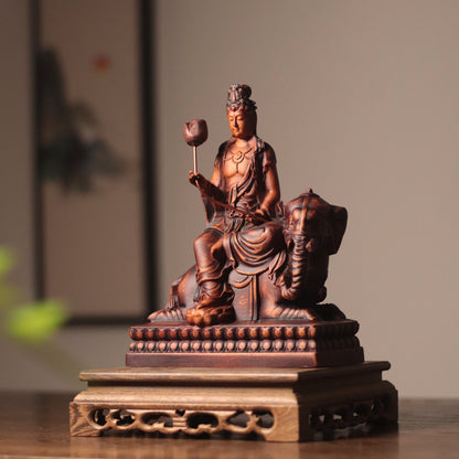 Wooden Samantabhadra Bodhisattva Statue