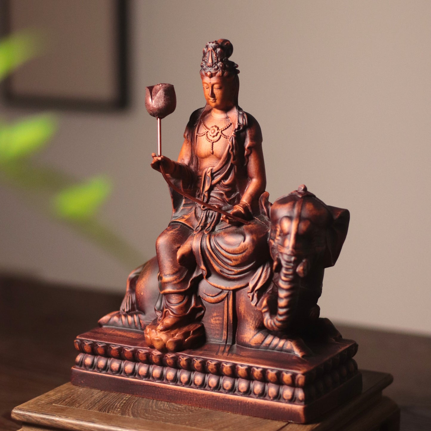 Wooden Samantabhadra Bodhisattva Statue