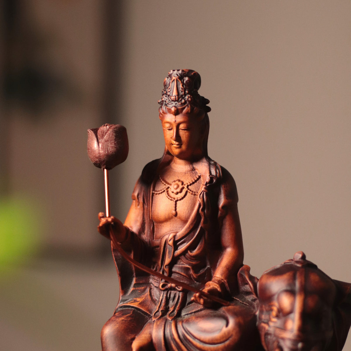 Wooden Samantabhadra Bodhisattva Statue