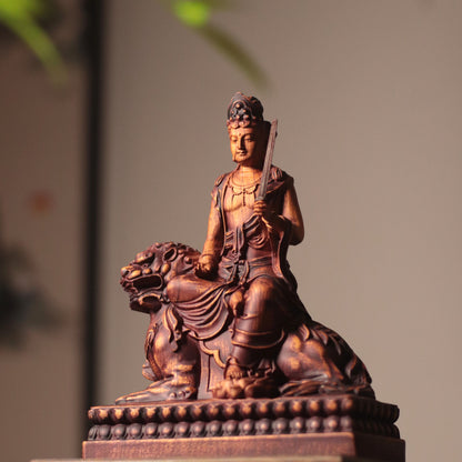 Manjushri Bodhisattva Statue - Hand Carved African Padauk Wood