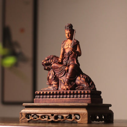 Manjushri Bodhisattva Statue - Hand Carved African Padauk Wood
