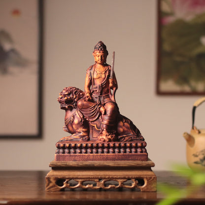 Manjushri Bodhisattva Statue - Hand Carved African Padauk Wood