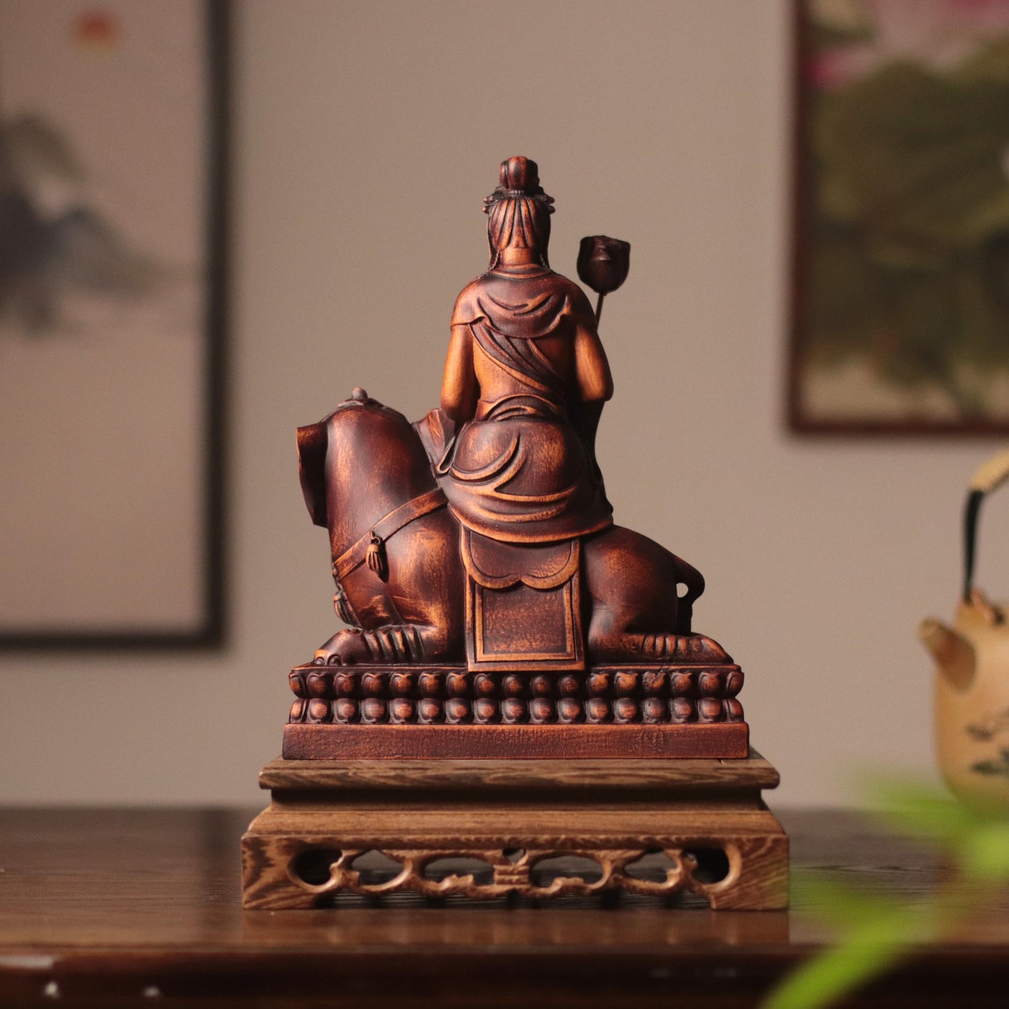 Wooden Samantabhadra Bodhisattva Statue