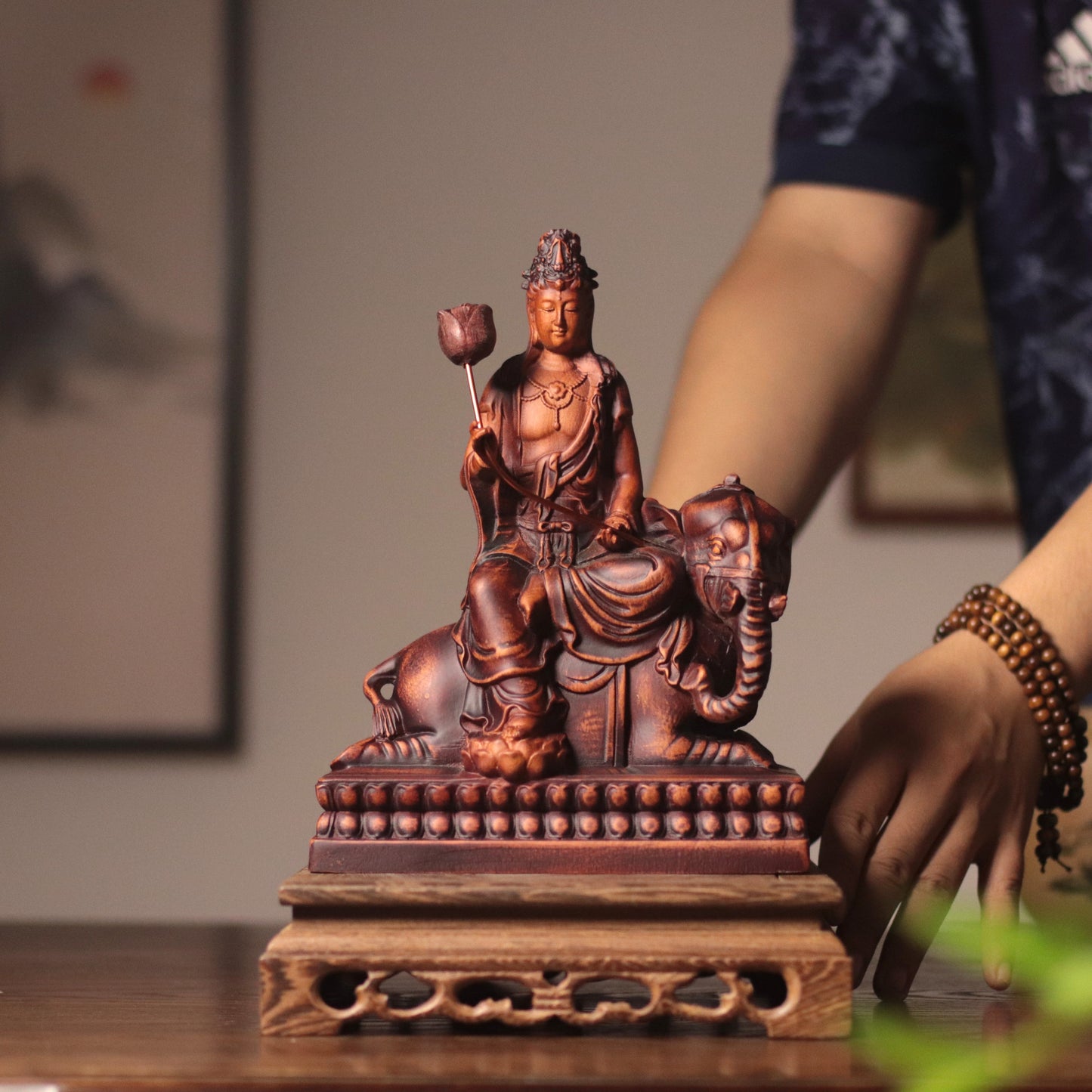 Wooden Samantabhadra Bodhisattva Statue