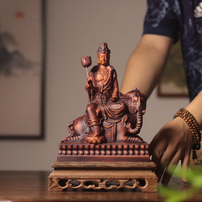 Wooden Samantabhadra Bodhisattva Statue