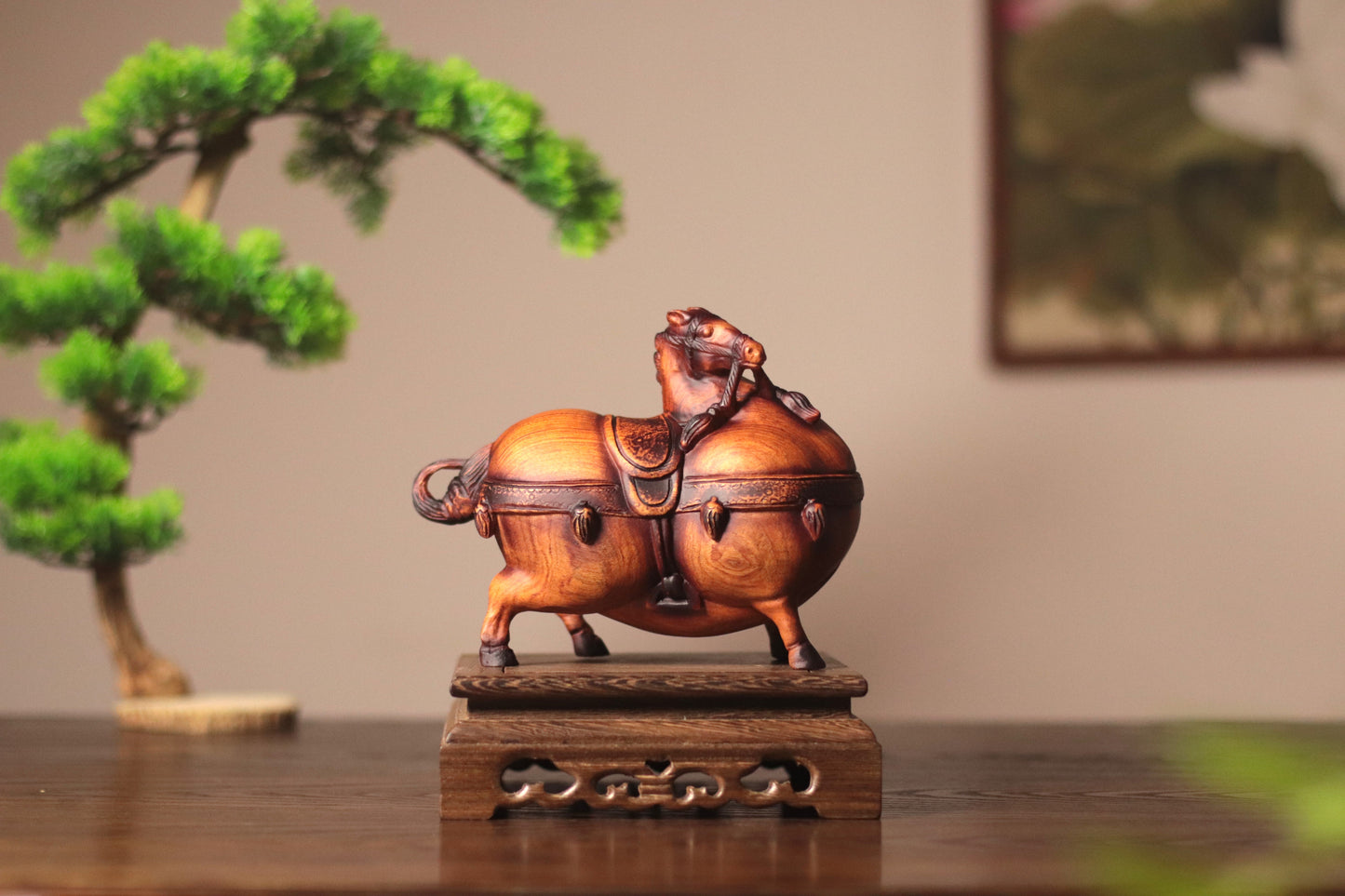 Chinese Tang Dynasty Wooden Horse Sculpture, Feng Shui Animal Art