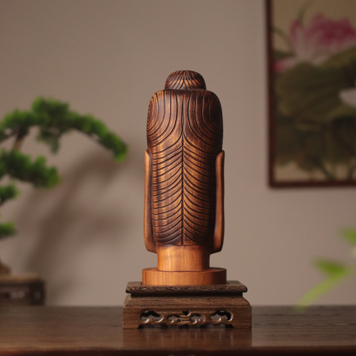 Hand Carved Buddha Face Statue for Home Decor