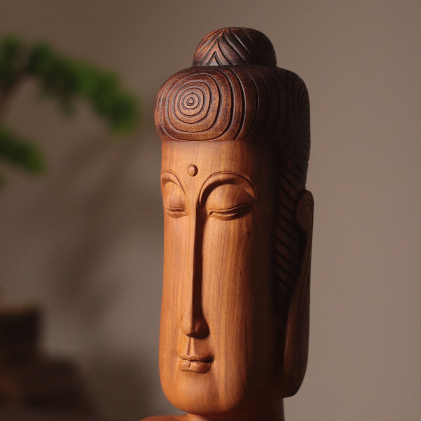 Hand Carved Buddha Face Statue for Home Decor