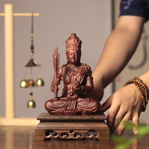 Hand-Carved Wood Akasagarbha Statue