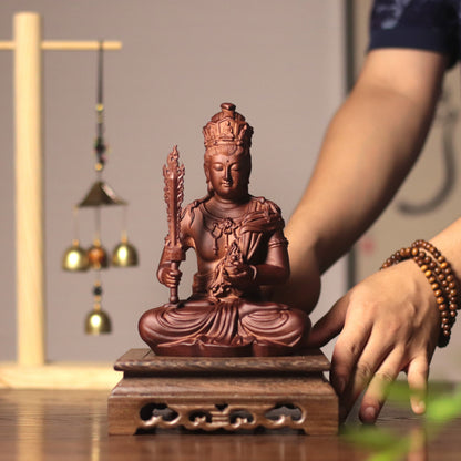 Hand-Carved Wood Akasagarbha Statue