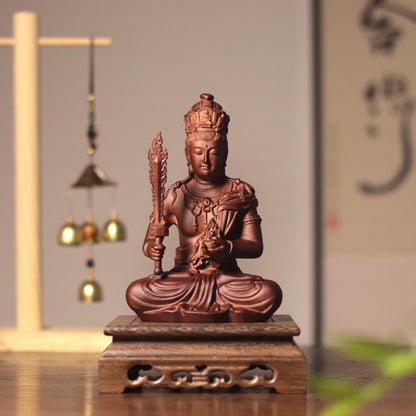 Hand-Carved Wood Akasagarbha Statue