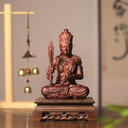 Hand-Carved Wood Akasagarbha Statue