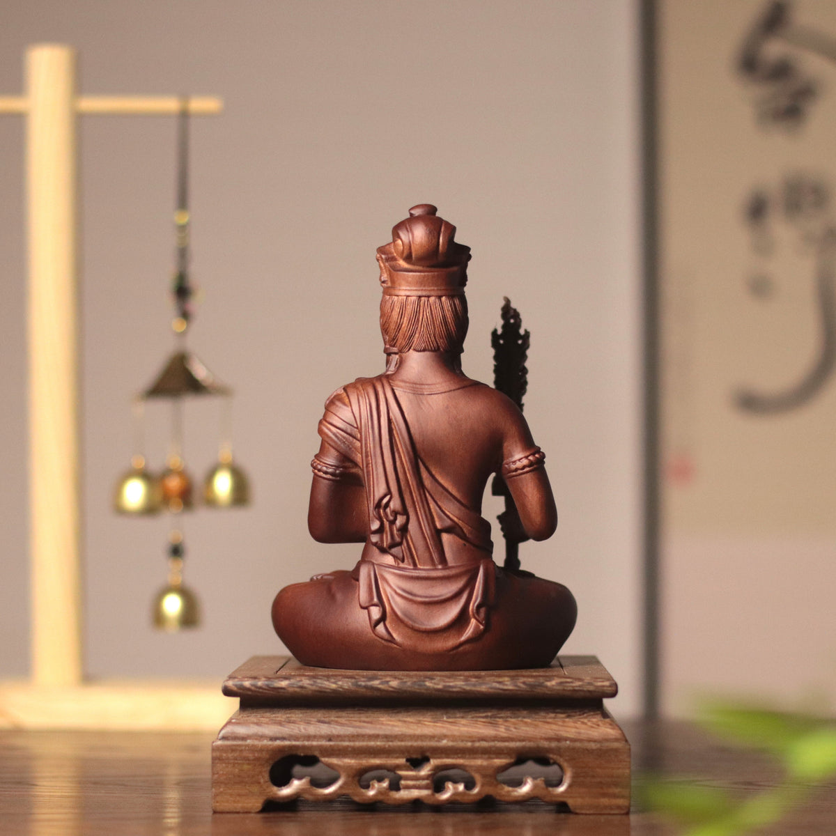Hand-Carved Wood Akasagarbha Statue
