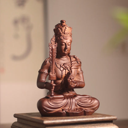 Hand-Carved Wood Akasagarbha Statue