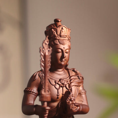 Hand-Carved Wood Akasagarbha Statue