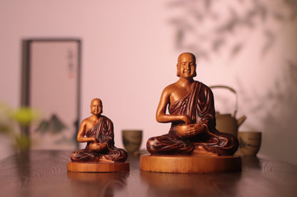 Hand Carved Phra Sivali Wooden Statue, Buddha Arahant Disciples