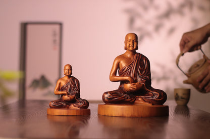 Hand Carved Phra Sivali Wooden Statue, Buddha Arahant Disciples