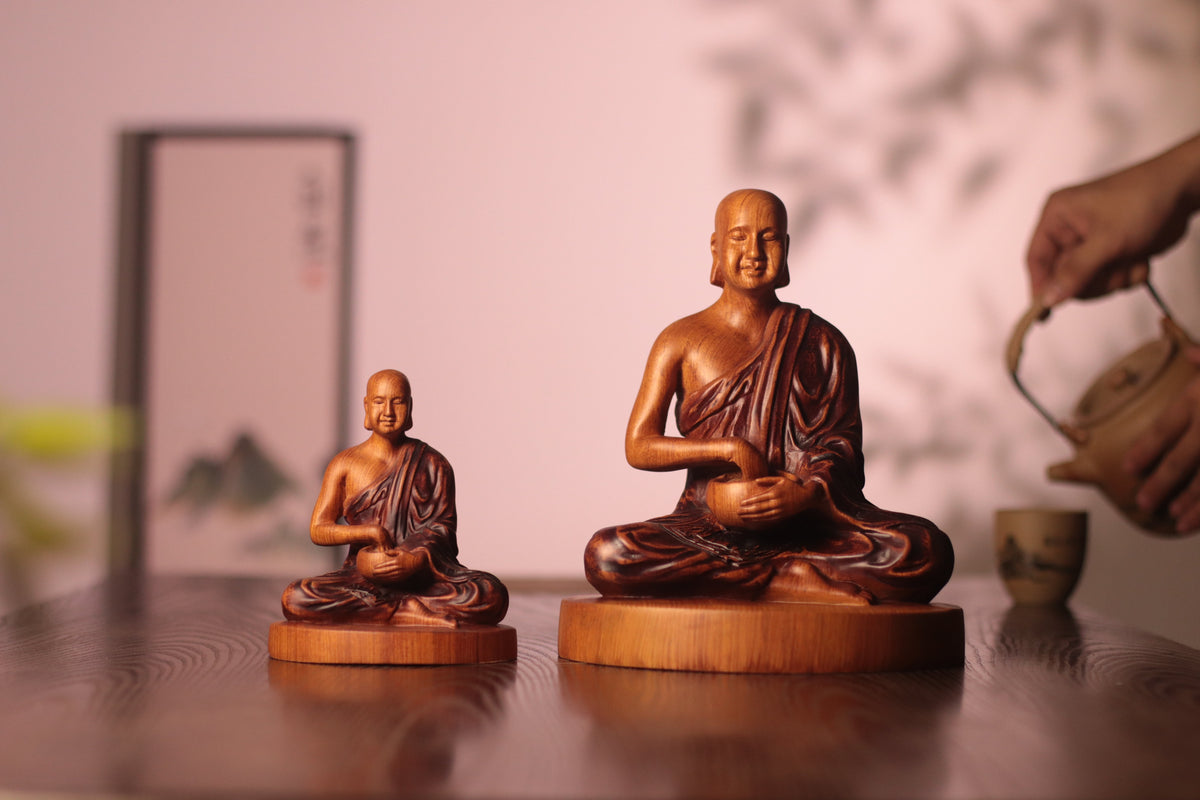 Hand Carved Phra Sivali Wooden Statue, Buddha Arahant Disciples