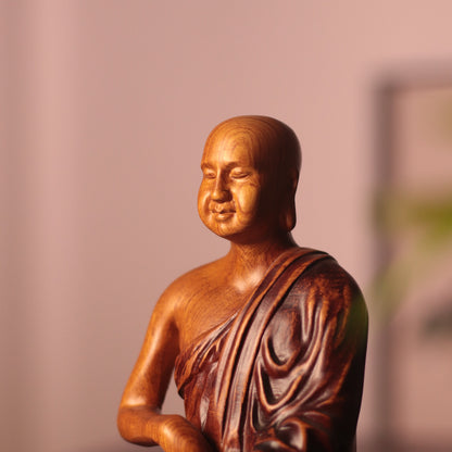 Hand Carved Phra Sivali Wooden Statue, Buddha Arahant Disciples