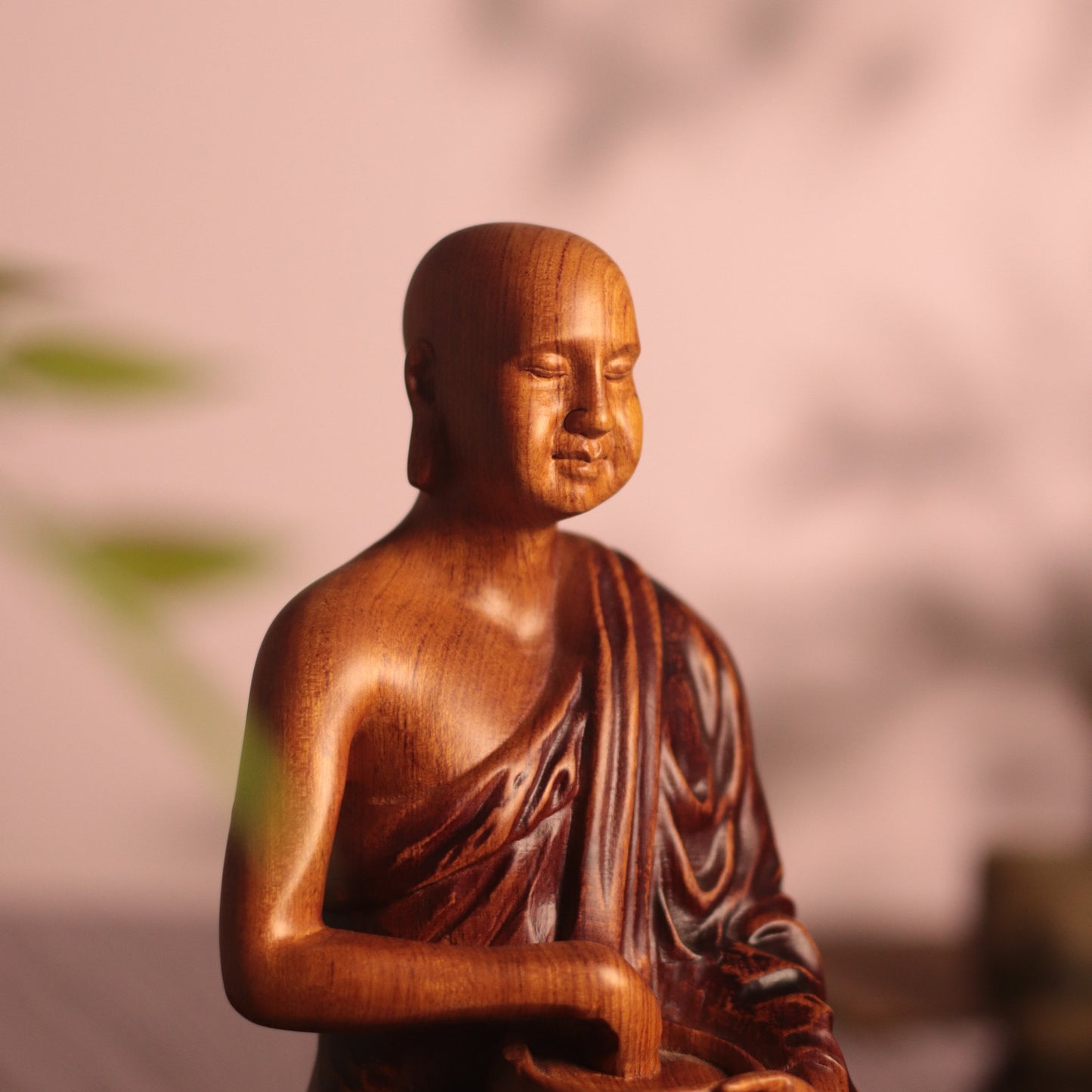 Hand Carved Phra Sivali Wooden Statue, Buddha Arahant Disciples